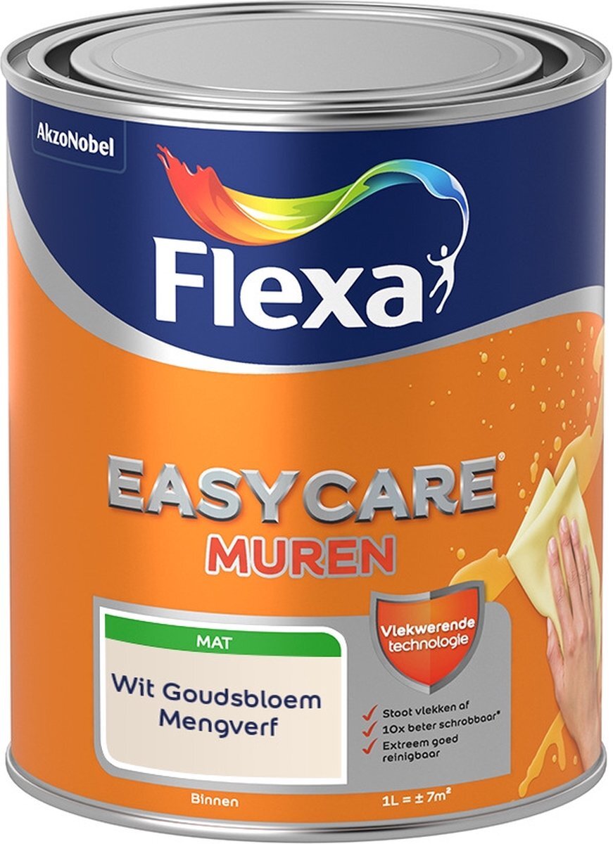 FLEXA Easycare Muurverf - Mat - Mengkleur - Wit Goudsbloem - 1 liter