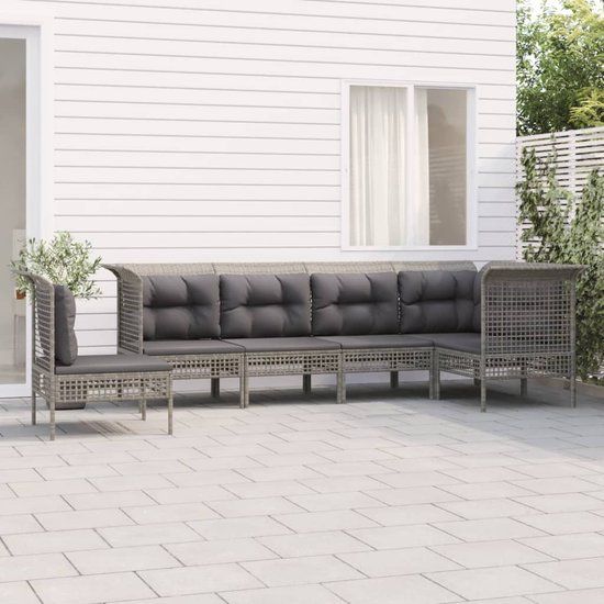 The Living Store Tuinhoekbank Grijs - PE-rattan - 2-zits - 65 x 65 x 75 cm - Grijs