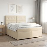 vidaXL Boxspringbed met matras, crèmekleurig, 140 x 200 cm, stof