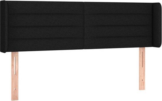 vidaXL Hoofdbord met randen 147x16x78/88 cm stof zwart