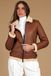 D'Arienzo Blouson mouton cognac veste avec boucles et éclair centrale, Taille XS, Couleur Cognac