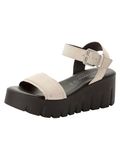 Tamaris - Dames - Sandalen - Beige - Maat 42 - Sleehak - Leer