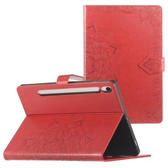 imoshion Tablet Hoes - Geschikt voor Samsung Galaxy Tab S10 FE / Galaxy Tab S9 11.0 inch FE / Galaxy Tab S9 11.0 inch / Galaxy Tab S10 Lite - Mandala tablet Bookcase - Rood