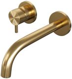 Brauer Gold Edition Inbouw Wastafelmengkraan met Gebogen Uitloop en Rozetten Model B2 Goud Geborsteld PVD