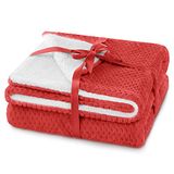 AmeliaHome Deken 130x180 cm delicate stiksels Sherpa lamsvel look woondeken Shleepy rood