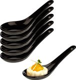 Cosy & Trendy Amuse/aperitief lepel set - hapjes/tapas - 6x stuks - porselein - zwart