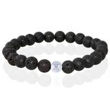 Memphis Kralen Armband Lavasteen Edelstaal Kraal-19cm