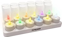 Vulpes goods LED Kaarsen Oplaadbaar - 12 Waxinelichtjes met Flikkerende Vlam & RGB Kleuren