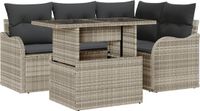 vidaXL Eettafel Set 5-delig Lichtgrijs Polyrattan