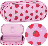 sarcia.eu Roze COMPARTIMENT etui, zakje voor meisjes, aardbeien 5x22x10cm