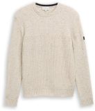Tom Tailor - Pull en maille avec mélange de textures - Taille XXL - blanc cassé chiné multi faux