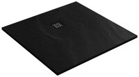 Saniclass Relievo Crag douchebak 100x100cm antislip antibacterieel mineraalmarmer mat zwart DB-RC100x100Z