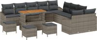 vidaXL Tuinbank Set met kussen met opslag 13 pcs Grijs Poly rotan