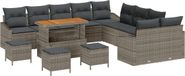 vidaXL Tuinbank Set met kussen met opslag 13 pcs Grijs Poly rotan