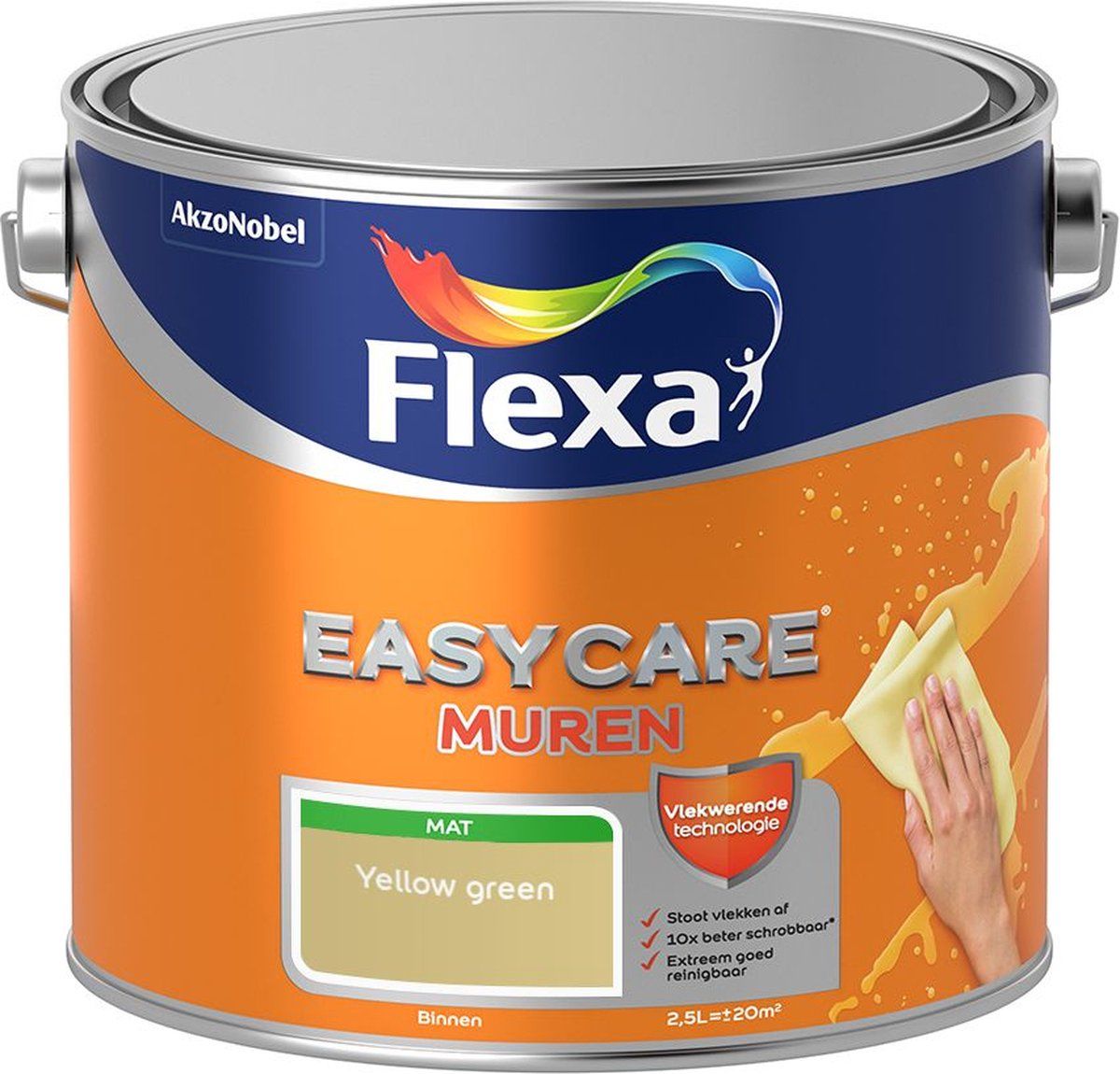 FLEXA Easycare Muurverf Mat Yellow green - Kleur van het jaar 2006 2.5L