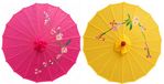 Merkloos Aziatische Chinese decoratie paraplu - fuchsia / geel - 41 cm - D56 cm - sfeer thema - nylon