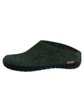 glerups Unisex Wool Slippers Forest Green Rubber Sole Size 35