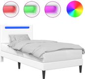 vidaXL Bedframe met LED-stripverlichting Wit 90 x 200 cm Kunstleer