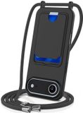 Selected by GSMpunt.nl Hoesje met Koord en Pasjeshouder Geschikt voor Apple iPhone Air | Back Cover met Crossbody Koord en Kaarthouder | Ideaal voor Festival/Vakantie | Siliconen | Zwart