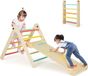 COSTWAY jeu d'escalade 3-en-1 triangulaire, pliable et réglable en hauteur, ensemble triangulaire pour tout-petits, en différentes couleurs