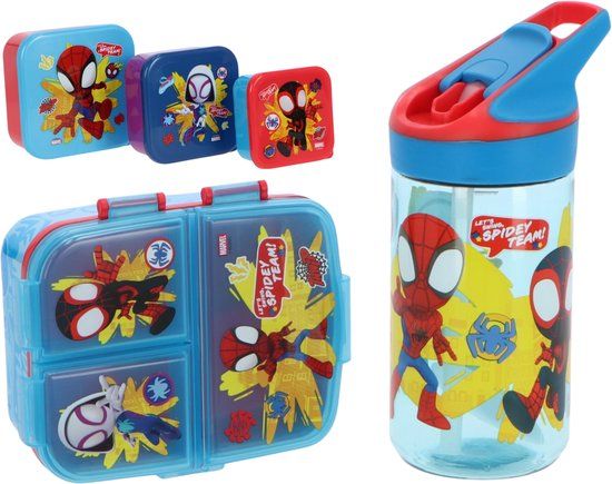 4KidsOnly Danneels Trading Spiderman lunchset; drinkfles, lunchbox en snackbox - Spidey