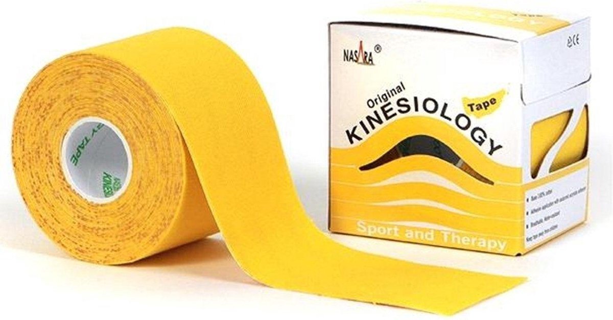 Nasara Kinesio tape - Geel 6 st Huidvriendelijk Sporttape