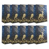 Idena 30496-10 - geschenkzakjes Merry Christmas, 10 stuks, geschenkzakjes in de maat 25 x 34 x 9 cm, papieren zakjes in zwart en goud