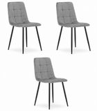 LEOBERT Set van 3 Eetkamerstoelen KARA Lichtgrijs Velvet