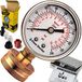 Flow Doctor Waterdruk Glycerine Gevulde Gauge Kit, All Purpose, 6-delige set, 0 tot 200 psi, standaard 3/4\" vrouwelijke tuinslangdraad plus 5 adapters om te testen op meerdere locaties binnen en