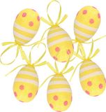 Koopman International Oeufs de Pâques décoratifs suspendus - 12x pièces - paillettes jaunes - polystyrène - 6 cm