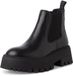 Tamaris - Dames - Laarzen - Chelsea boots - Zwart - Leer/Synthetisch - Rubberen zool - Blokhak - 5-7 cm - 12 cm schachthoogte - Maat 41