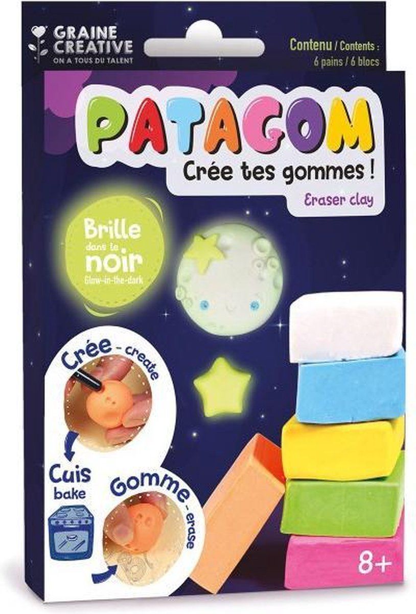 Graine Créative Patagom Box mit 6 phosphoreszierenden Broten - Assorted Colors