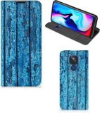 B2Ctelecom Motorola Moto G9 Play Hoesje - Magnet Case - Wood Blue