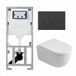 Geberit QeramiQ Dely Swirl Toiletset - 36.3x51.7cm - Geberit UP320 inbouwreservoir - met Burda frame - 35mm zitting - bedieningsplaat mat antraciet - ronde knoppen - mat wit