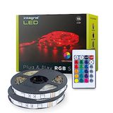 Integral 10 m RGB binnenledstrips met EU-stekkeradapter en IR-controller, plug & play, kleurvariatie, dimbaar, kleur en helderheid instelbaar, led-plaklicht
