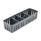 Simplify Stapelbare organizer Bin met verstelbare verdelers, 4 compartimenten opbergmand, goed voor kantoor, thuis en slaapzaal, polypropyleen, grijs, 1 pak