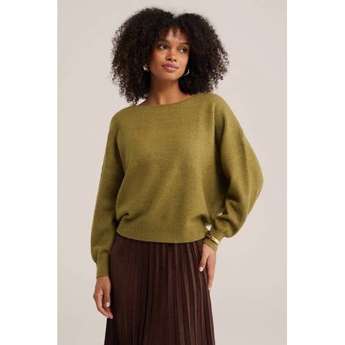 WE Fashion gebreide trui met wol - groen
