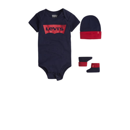 Levi's Levi's Kids giftset Classic Batwing met romper donkerblauw/rood