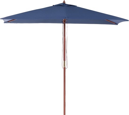 Beliani Parasol - zonnescherm - hout - 144x195cm - marineblauw - FLAMENCO