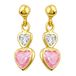 Lucardi Kinderen Oorbellen hart roze zirkonia - Oorbellen - Cadeau - 14 Karaat Goud - Geelgoud