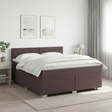 vidaXL Boxspringbed met matras Donkerbruin 180 x 200 cm Stof