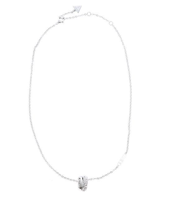 GUESS halsketting Fabulous Me Jungle Circle Pave Necklace Rhodium zilverkleurig