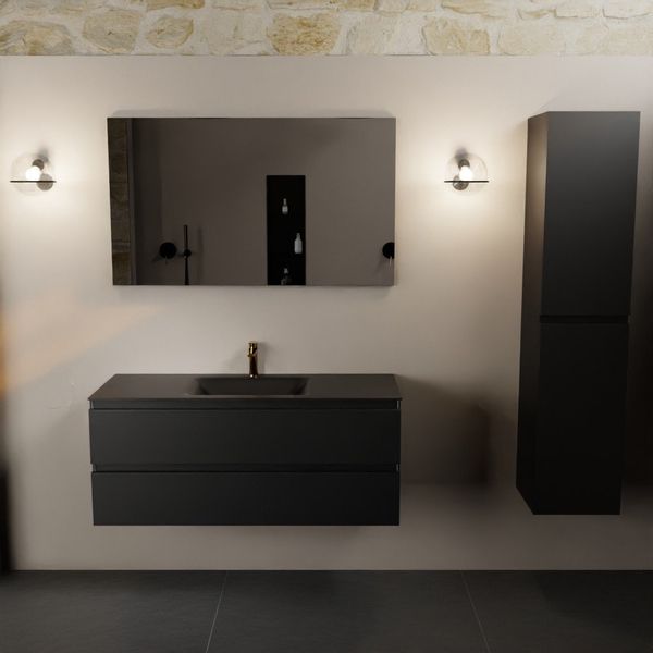 Mondiaz Aivy badmeubelset - 120x45x50cm - 2 lades - Met spiegel - MDF Urban AIVY80207