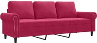 vidaXL Driezitsbank 180 cm fluweel wijnrood