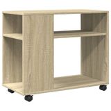 VidaXL Bijzettafel met wieltjes 70x35x60 cm hout sonoma eikenkleurig