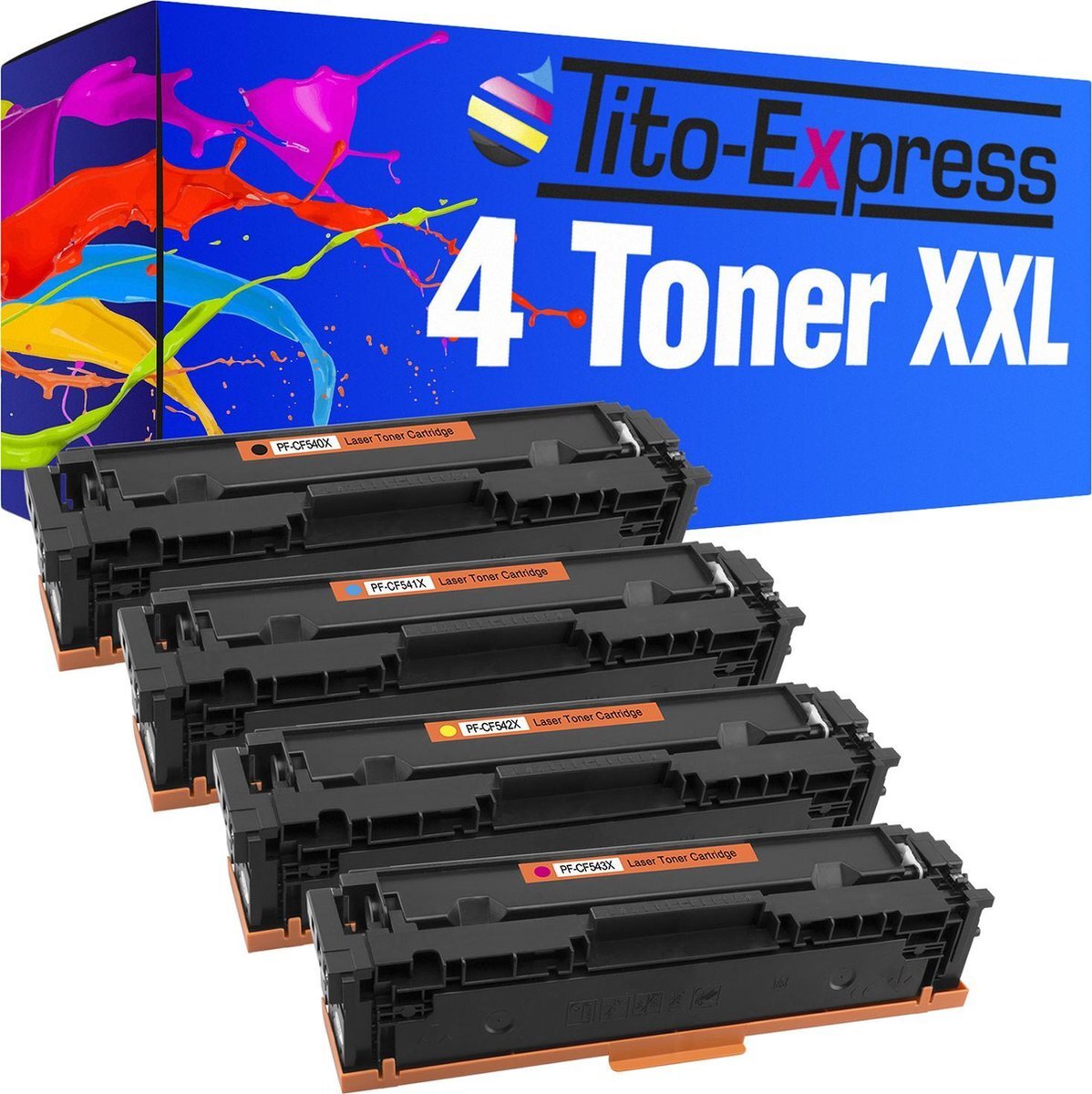 Tito Express PlatinumSerie 4x toner cartridge alternatief voor HP CF540A- CF543A