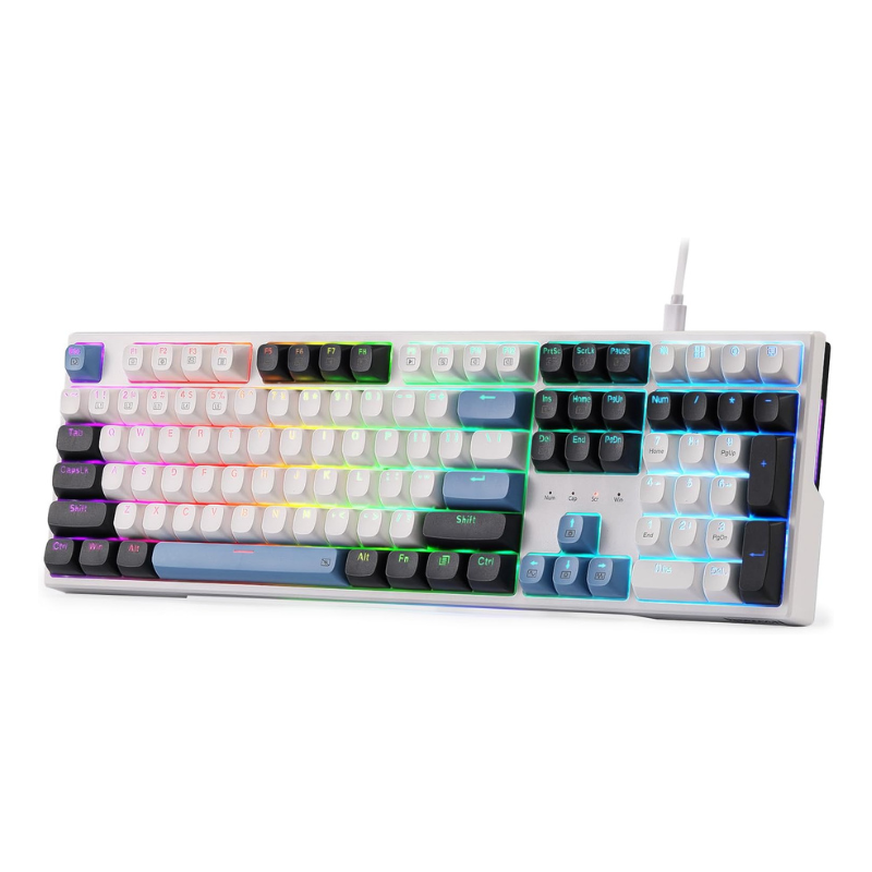 Redragon K668 RGB-gamingtoetsenbord met bedrade pakking, mechanisch toetsenbord met 108 toetsen en extra 4 sneltoetsen, verbeterde hot-swappable socket