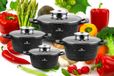 KlönBerg set de 8 pièces | avec revêtement marbre | marmite | avec couvercle | antiadhésif | adapté à l'induction | idéal comme cadeau | KB3840