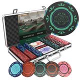 Mallette de poker - 300 jetons de poker en argile - Cartes de poker - Bouton du croupier