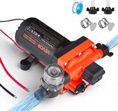 VEVOR Membraanpomp, 12 V DC, 22,7 l/min, zelfaanzuigende 4-kamer membraanwaterpomp met automatische drukschakelaar, 4,8 bar druk, voor camper, caravan, schip, jacht, autowas